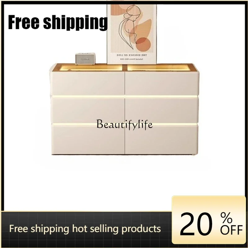 X4 Cream wind, bed tail chest, six-bucket drawer storage cabinet, narrow and ultra-thin 30cm, storage against the wall