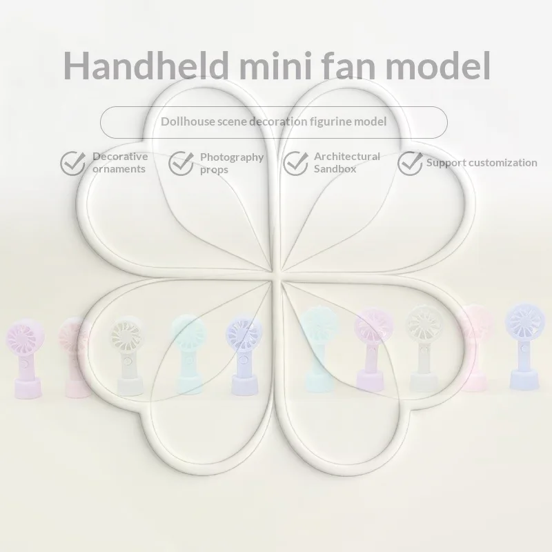 1/12 Scale Dollhouse Simulated Handheld Fan Mini Model Decor Accessory for Micro Landscape Arrangement