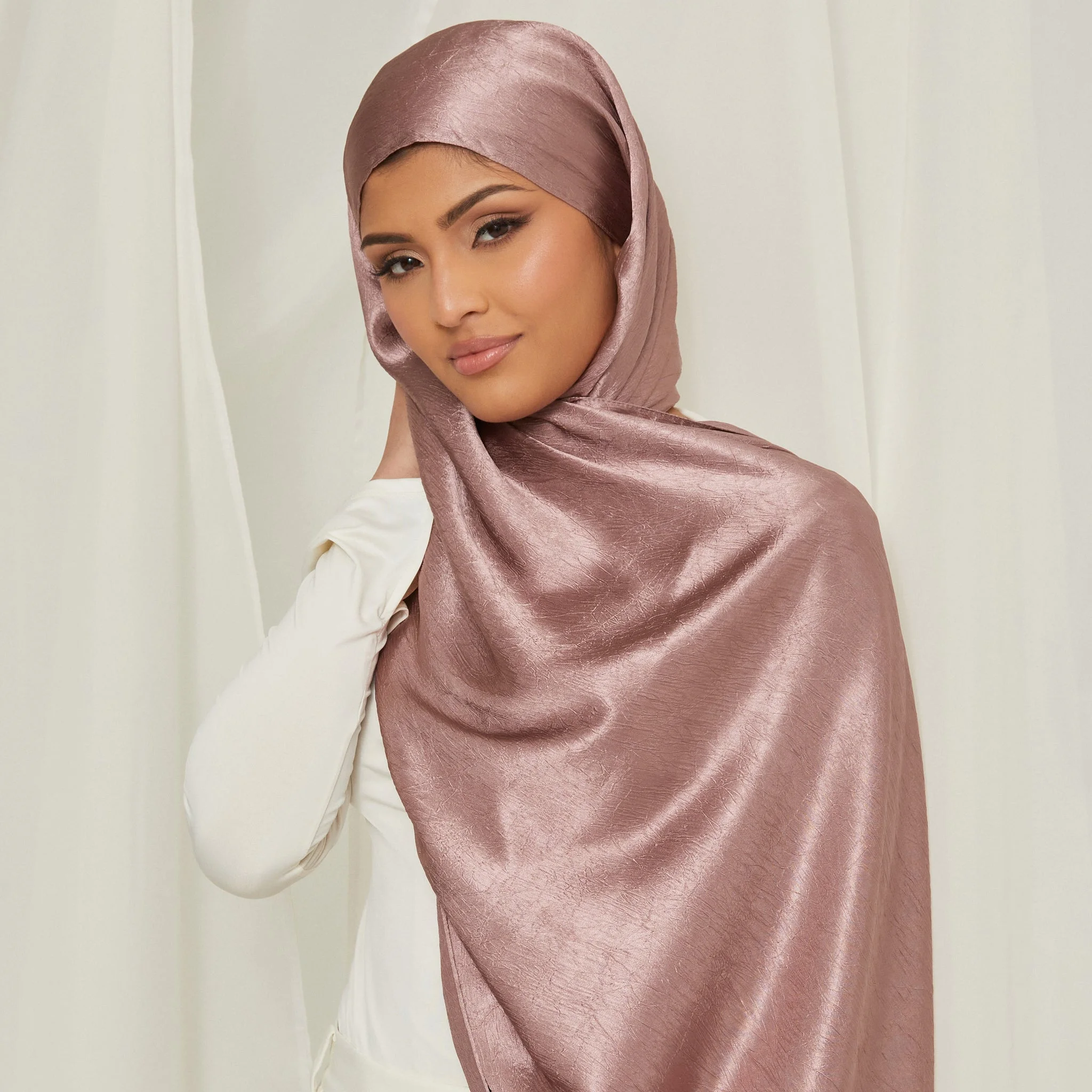 

Premium Textured Satin Hijab Scarf Muslim Women Shawl Plain Hijabs Islam Satin Turban Pleated Scarf Ramadan Sale