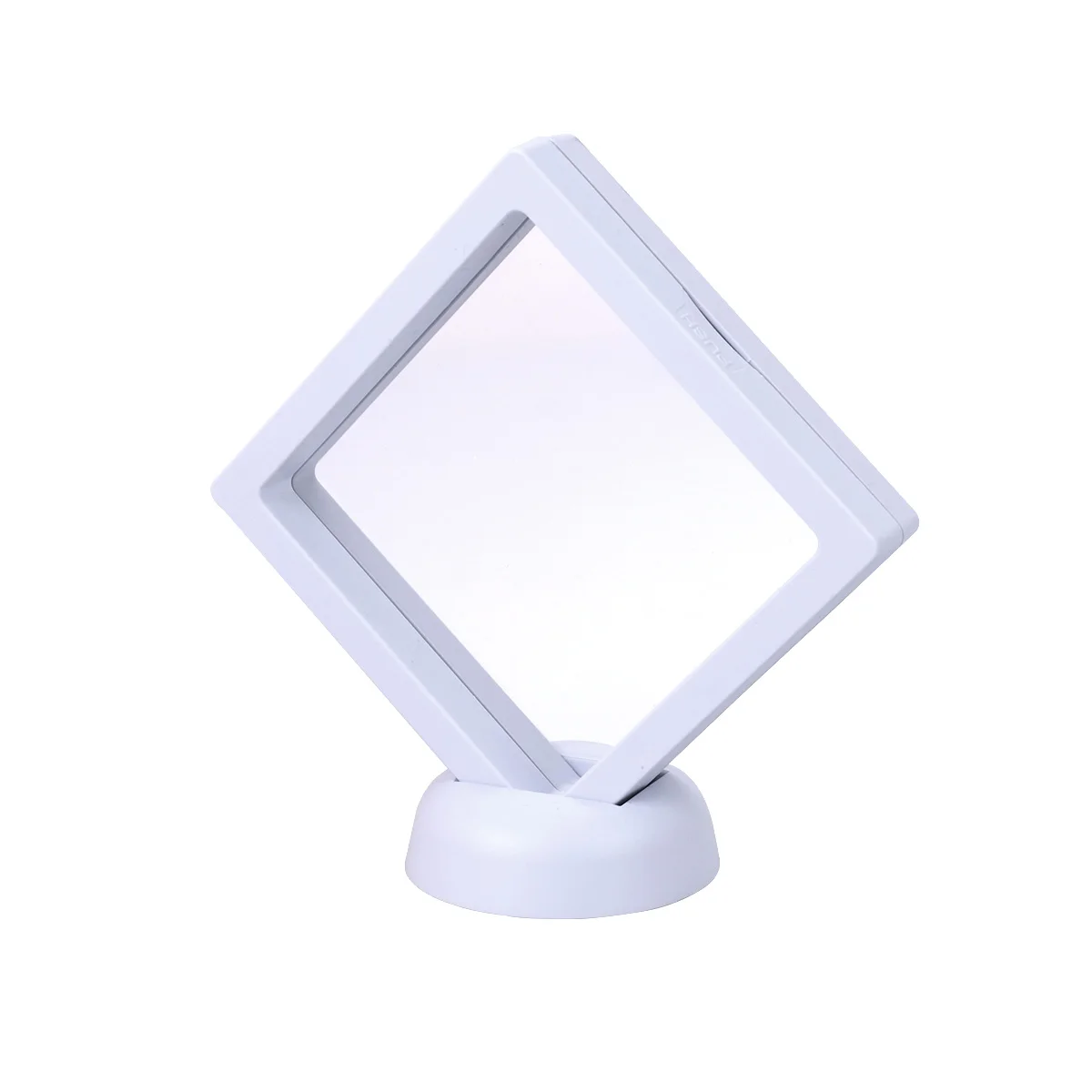

3D Floating Frame Transparent Jewelry Box Coin Case 3D Display Shadow Box 9X9Cm White Round Base For Medals Stamps Poker Chips