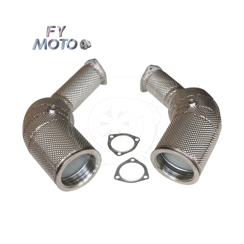 For  RS6 RS7 C8 4.0 TFSI V8 2019+ Catted Downpipe with Heat Shield