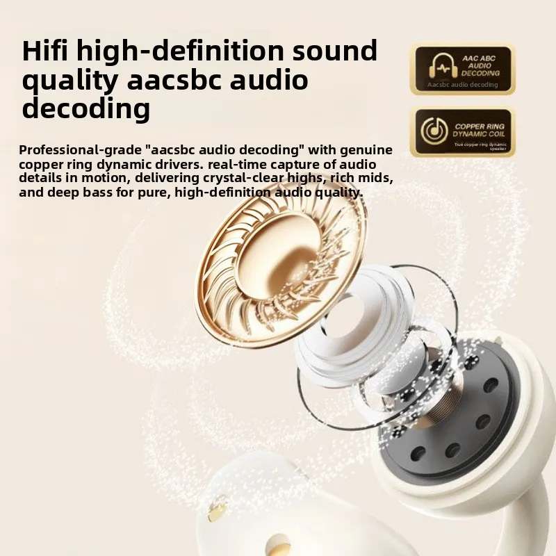 2026 Upgraded 108 Clip On Bluetooth Headphones Noise Canceling Bone Conduction Sports Earphones With Ultra Long Battery Life