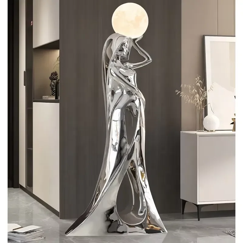 Nordic Style LED Floor Lamp Black White Silver Large Indoor Standing Light for Villa Hotel Living Room Luxury Home Decor