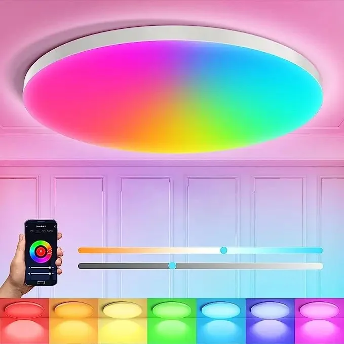 Tuya WiFi Bluetooth Smart Ceiling Light RGBCW LED Ambient Lamp 85-265V Remote Control Alexa Voice Control Room Decor Lighting