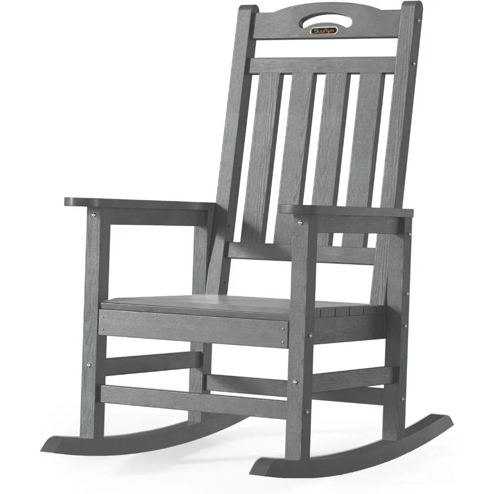 كرسي هزاز كبير الحجم للاستخدام الخارجي، كرسي هزاز للشرفة عالي الظهر، كراسي هزازة مقاومة لجميع الأحوال الجوية HDPE للفناء، 380 رطل