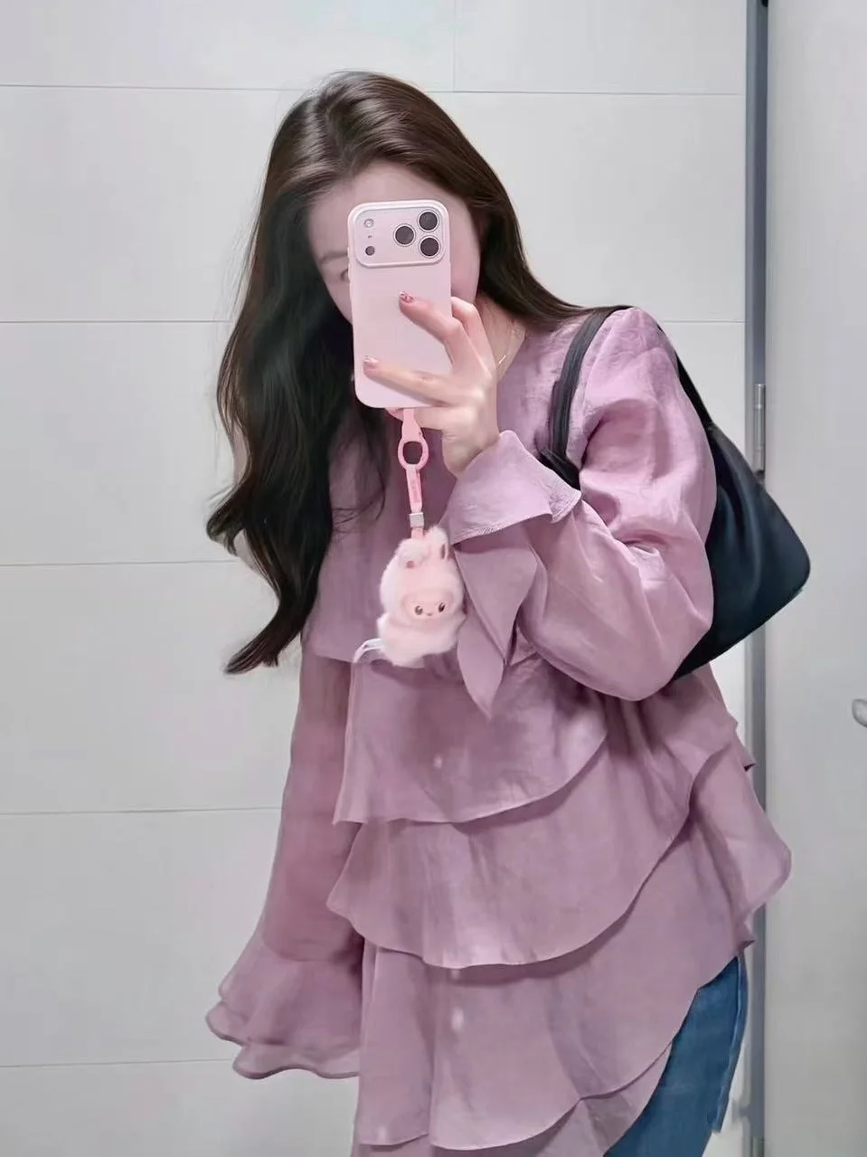 

Весна-лето 2026: Женская комфортная дышащая футболка из полиэфирного волокна с асимметричным многослойным дизайном и длинным рукавом, круглым вырезом, в стиле Lazy Sle