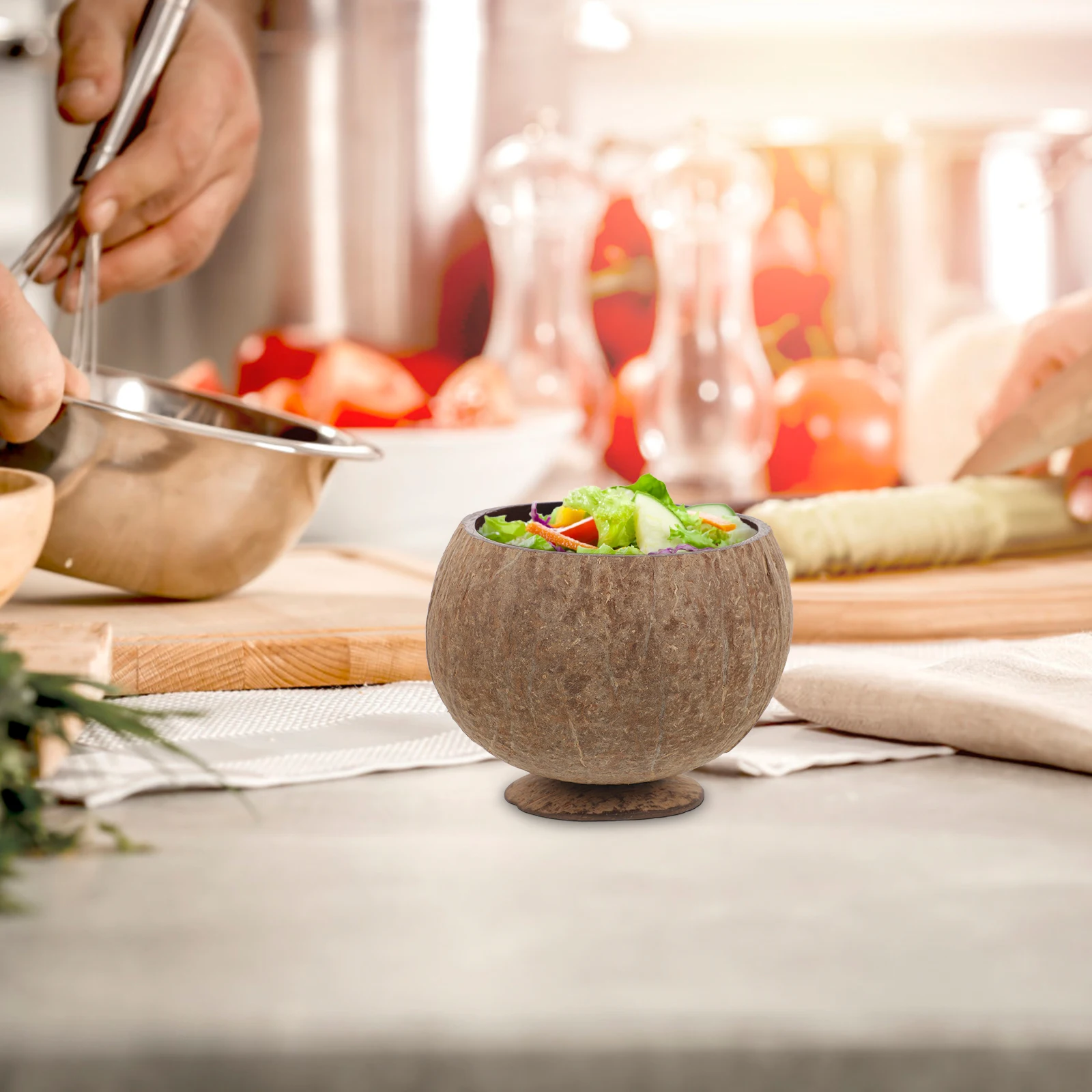 

Coconuts Shell Bowls Lightweight Smooth Salad Snack Dessert Rice Noodles Food Holder Easy Wash Practical Home Restaurant