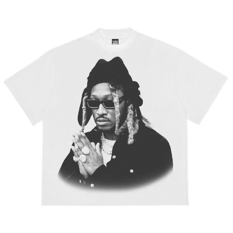 

Y2K Men's Headshot Letter Print T-shirt Retro Street Fashion Gothic Style Harajuku Hip-hop Couple Casual Wear Top Men Clothing