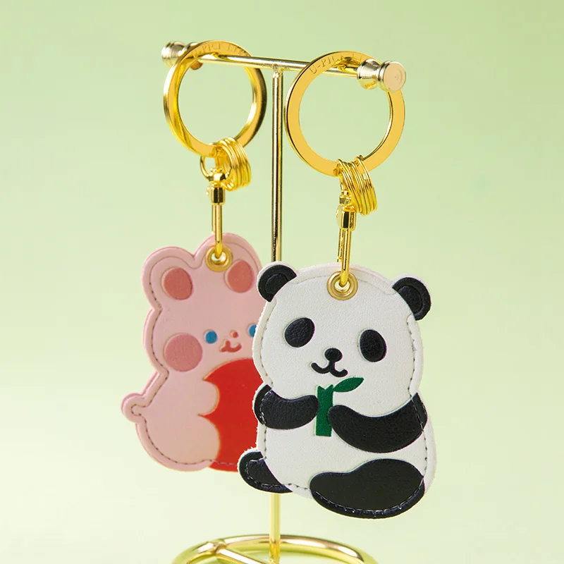 Cute Panda Cartoon Access Control Card Set Keychain Pendant Creative Rabbit IC Community Induction Elevator Card Protection Set