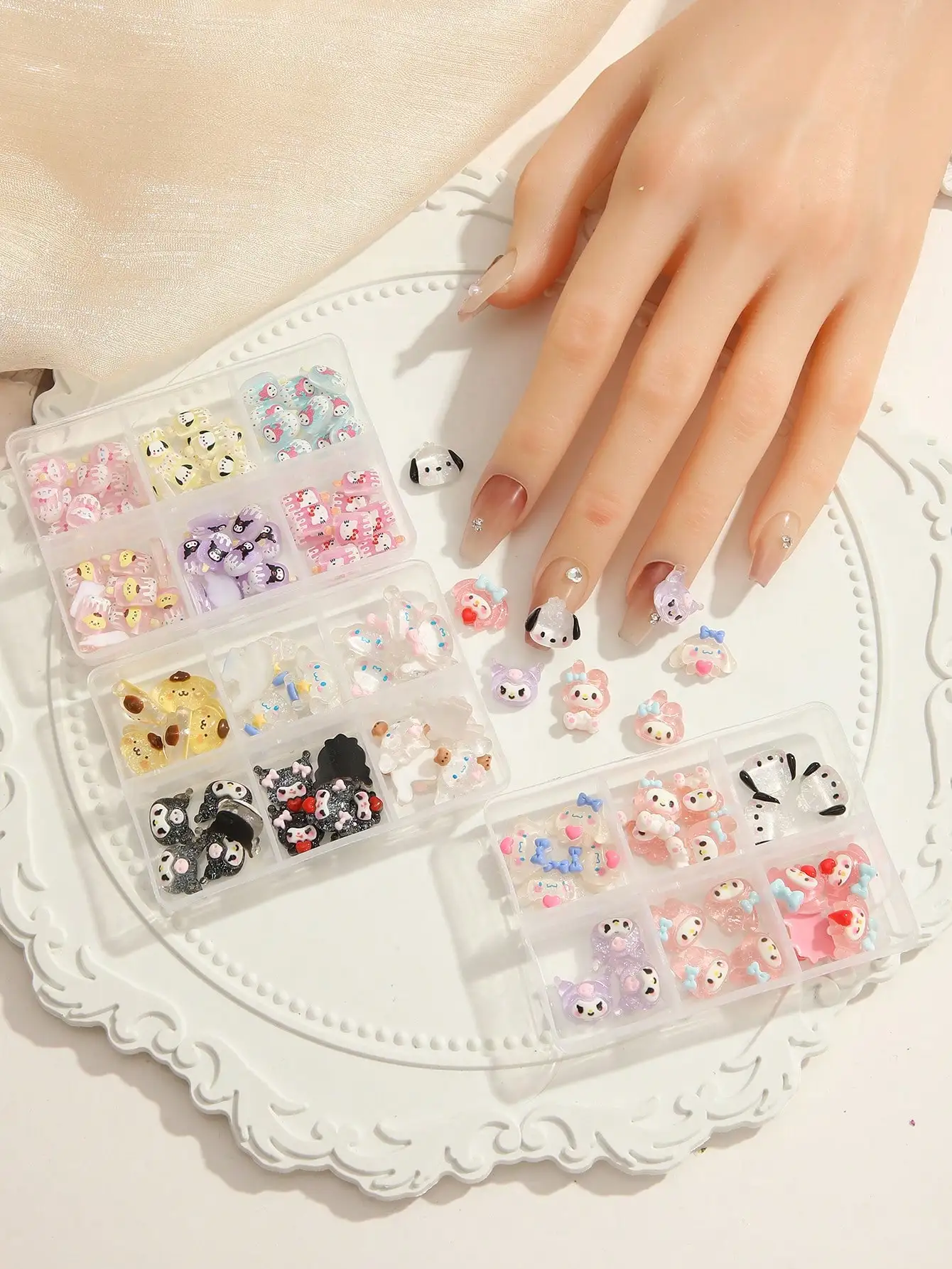 

Box set Nail Art Resin Charms For Extra Long Nails Cute Kawaii Mixed Designs Nail Flatback Resin Decorations