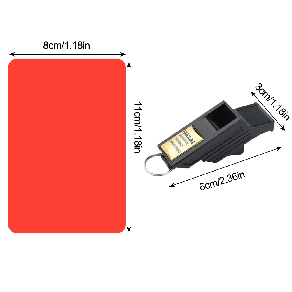مجموعة بطاقات الحكم صافرة كرة القدم بصوت عالٍ، بطاقات تحذير الحكم المحمولة متعددة الوظائف خفيفة الوزن للعبة المنافسة