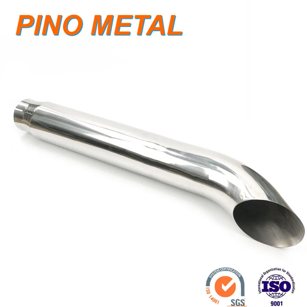 Aftermarket Semi Truck Chrome Curved Top Exhaust Stacks For Peterbilt