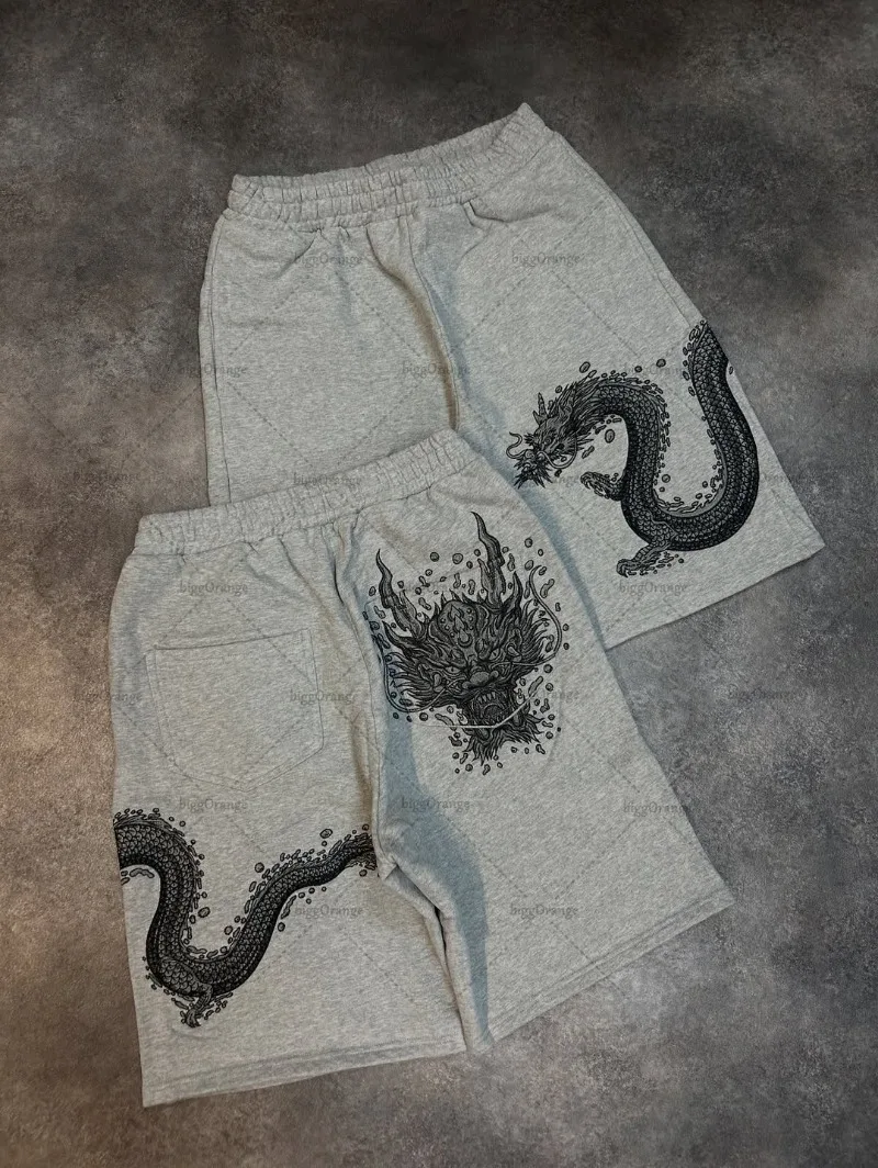 

Ретро анимация 3D шорты с принтом дракона широкие брюки мужские Y2ktrend бренд Harajuku хип-хоп рок большие повседневные брюки женские
