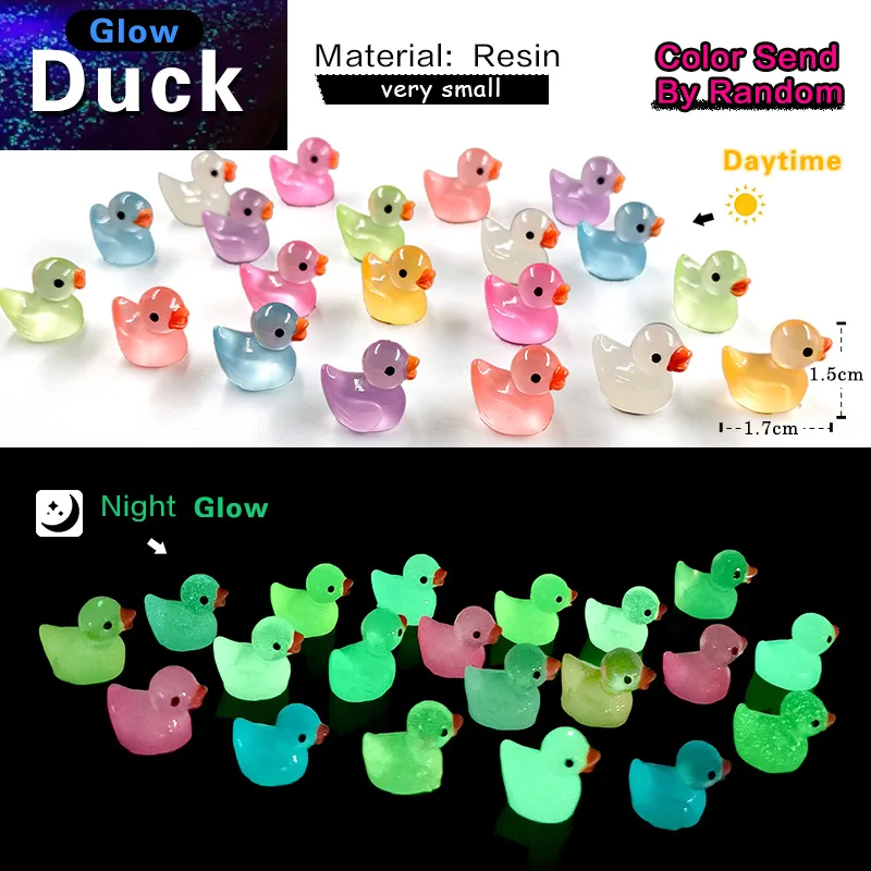 10/30/50Pcs New Glow Luminous Sunglasses Yellow Crown Duck Figurine Model Home Decor Fairy Garden Decoration Accessories Modern