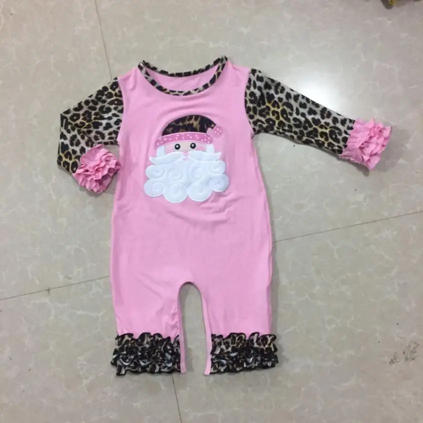 Christmas romper baby boy girls Children clothes autumn  bear pattern embroidery blue jumpsuit boutique girls jumpsuit