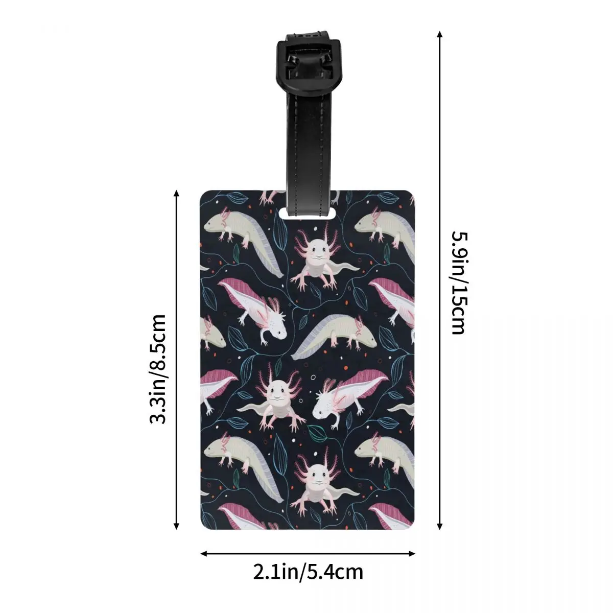 Custom Cute Exotic Salamander Animal Axolotls Luggage Tag With Name Card Privacy Cover ID Label for Travel Bag Suitcase