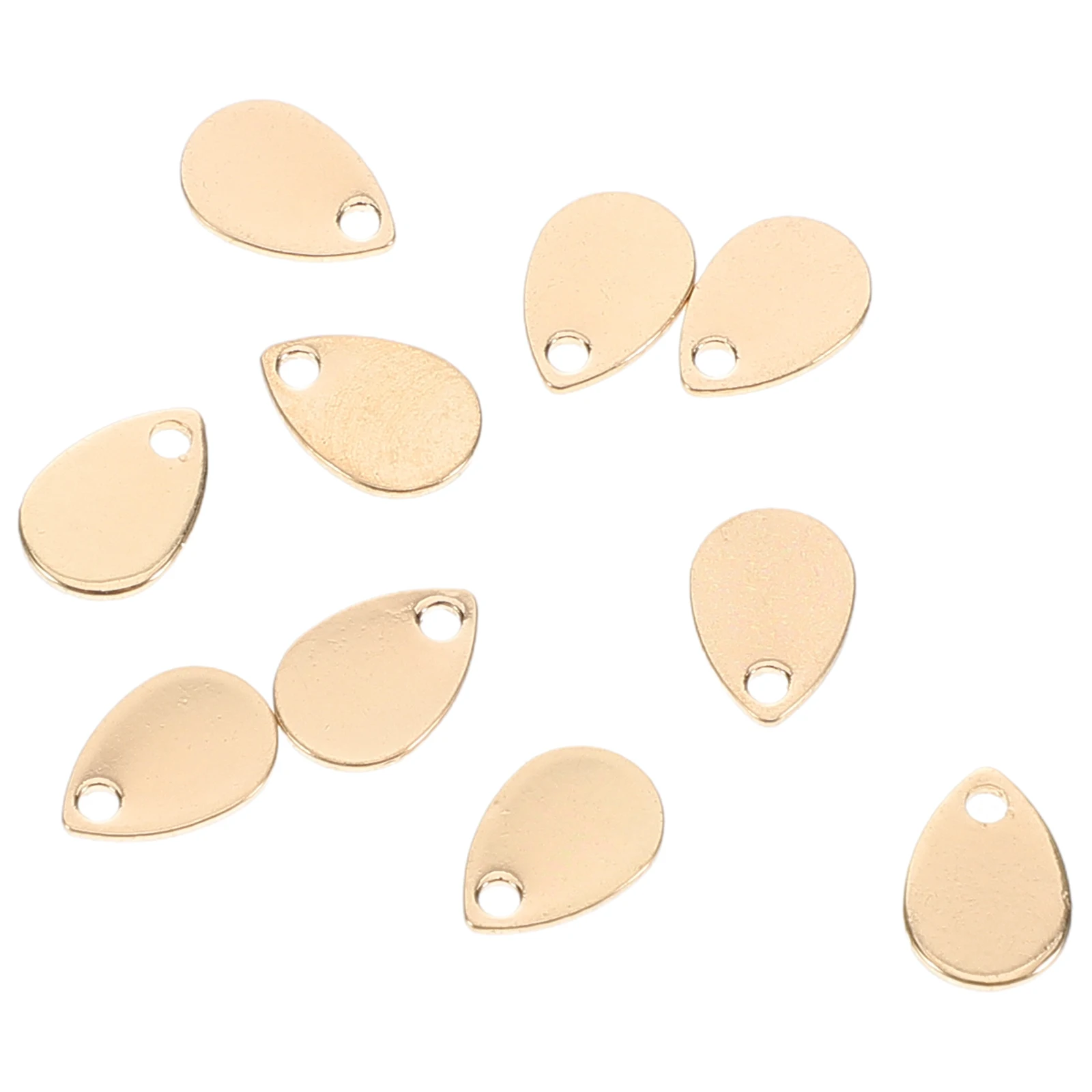 

10pcs Teardrop Brass Charms Flat Gold Plated Stamping Tags For Diy Jewelry Making Engraving Crafting Durable Electroplated Brass