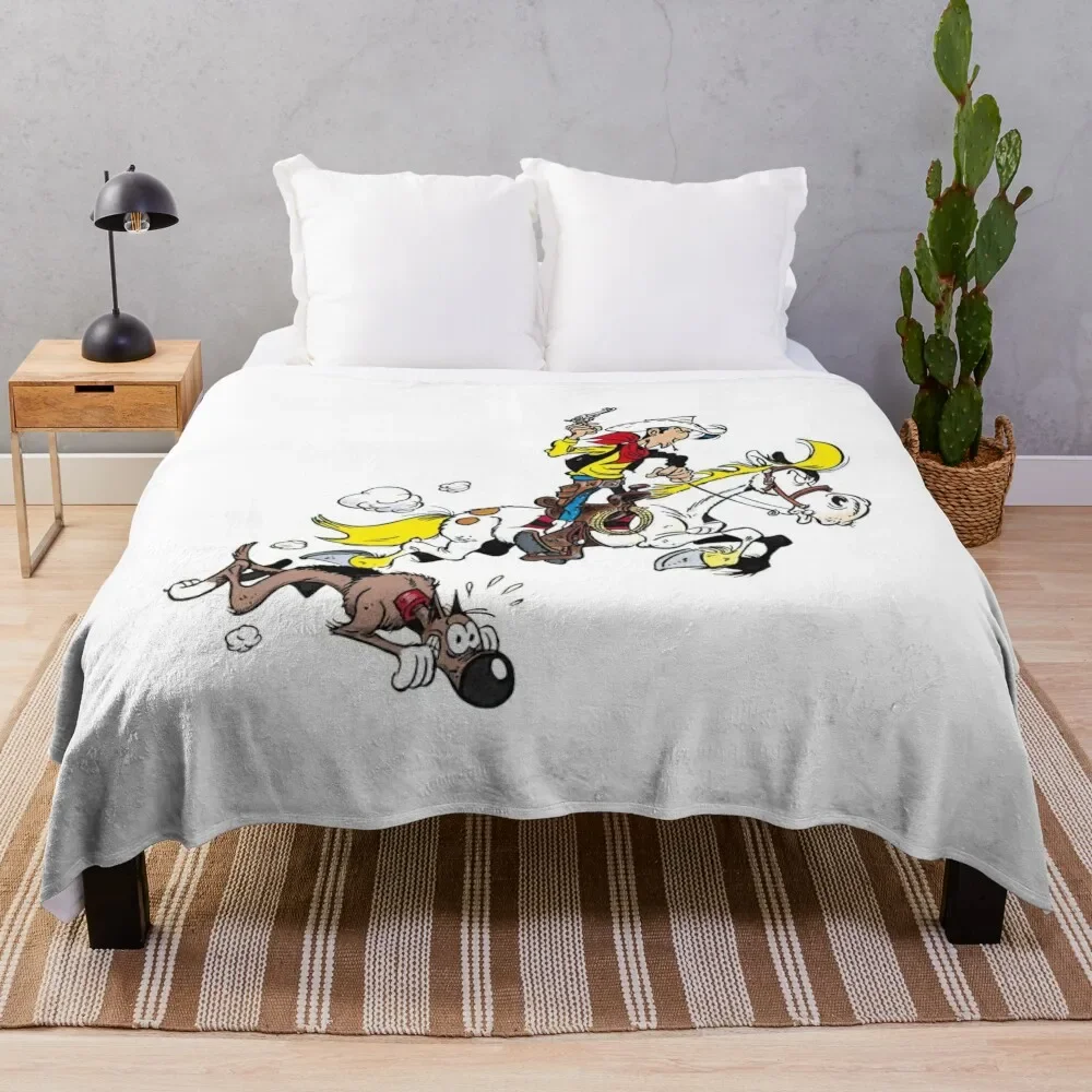 

Lucky Luke Throw Blanket Summer Beddings Dorm Room Essentials Fluffy Softs for babies Blankets