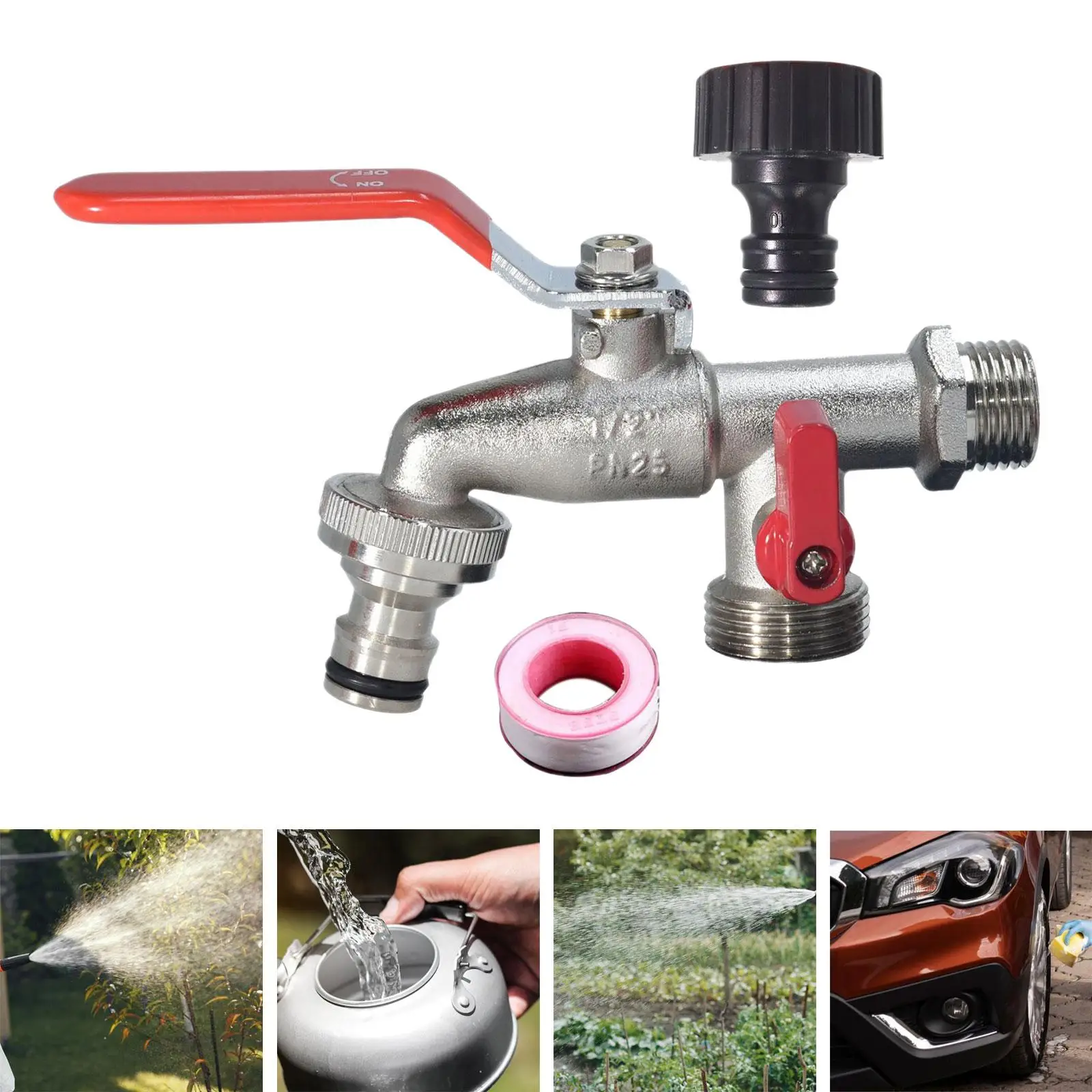 Rubinetto da giardino per esterni rubinetto esterno valvole a sfera in ottone connettore per tubo da giardino rubinetto per lavatrice per cortile del bagno di casa