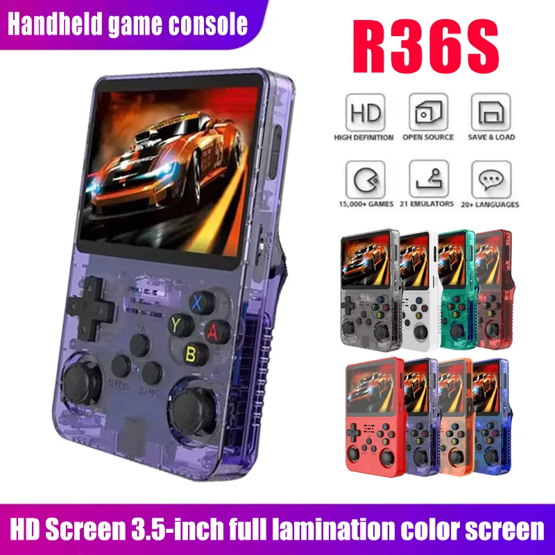Console de jeu vidéo portable rétro R36S 128 Go, cadeau pour les fans de jeux, système ARKOS, écran IPS 3,5 pouces, lecteur vidéo de poche classique