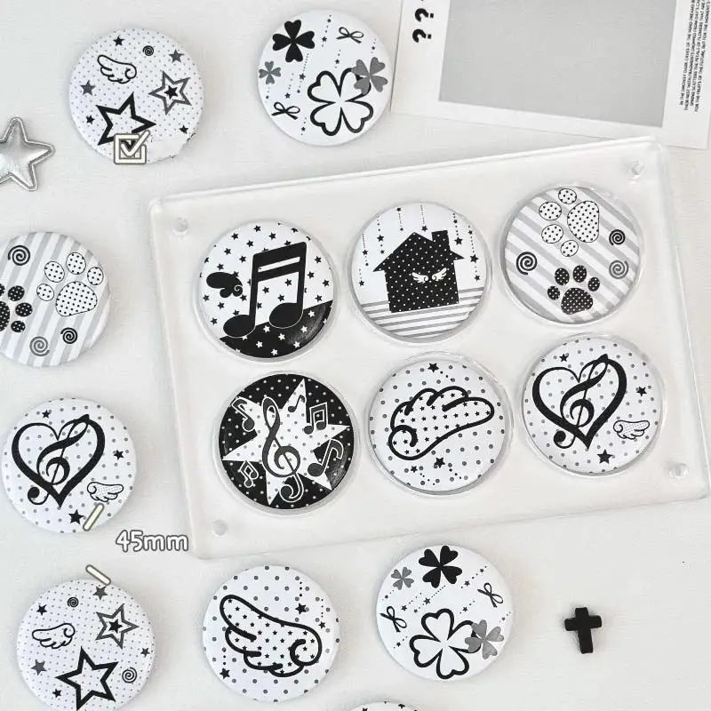 4Pcs Set Cute Ins Cartoon Wings Musical Note Pin Badges Korean Kpop Badge for Scrapbook DIY Apparel Sewing Decor Supplies