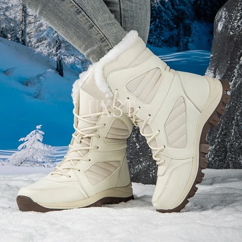 

Женские зимние ботинки, утепленная зимняя обувь с высоким берцем на флисовой подкладке, водонепроницаемая, на толстой подошве, спортивная обувь на открытом воздухе