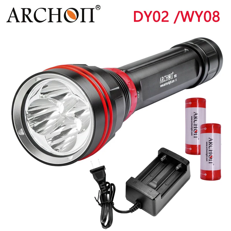 ARCHON DY02 /WY08 Diving Light Max 4000 Lumens Dive Torch Outdoor Search Rescue Flashlight 26650 diving light lanterns