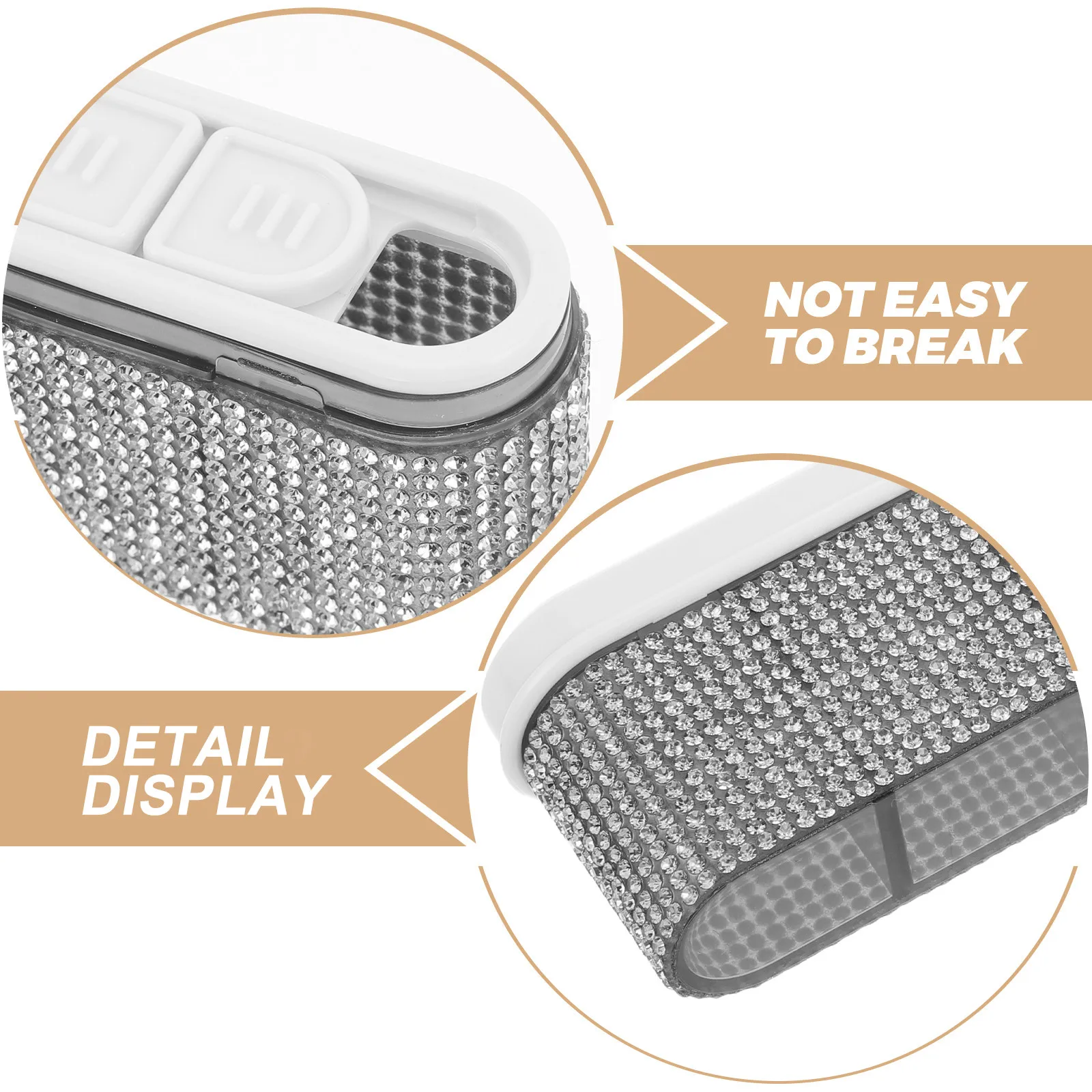 Portable Pill Organizer Keychain 4 Grids Rhinestone Design Compact Pill Travel Case Keyring Medicine Holder for Women Outdoor
