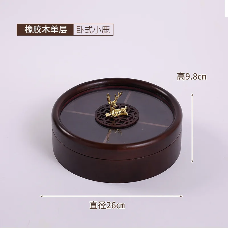 Solid wood double-layer dried fruit box light luxury new Chinese candy box home living room coffee table nut plate melon seed