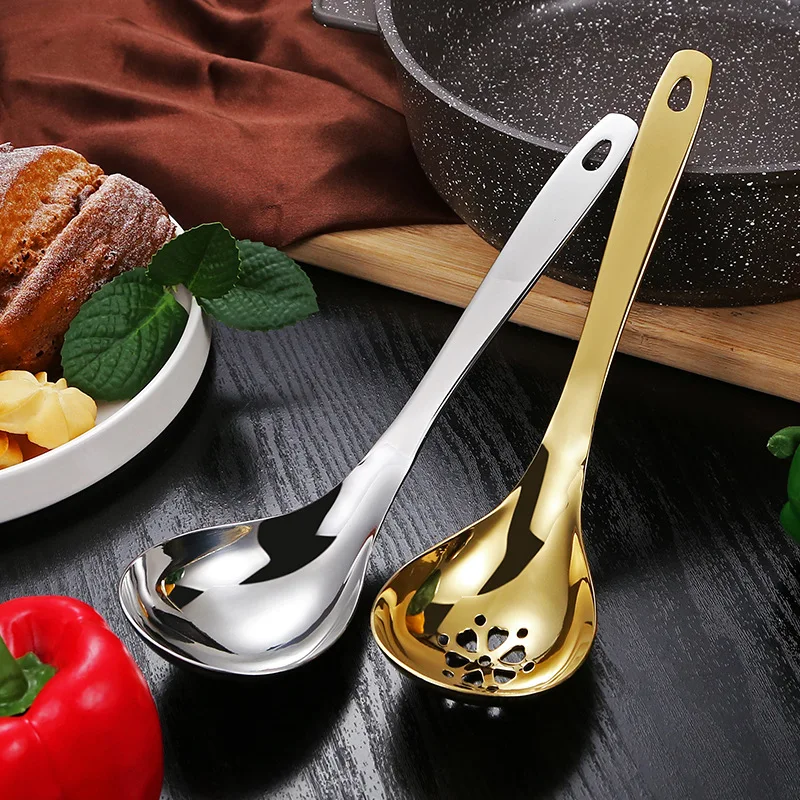 304 stainless steel big spoon household kitchen utensils Congee hot pot spoon filter spoon