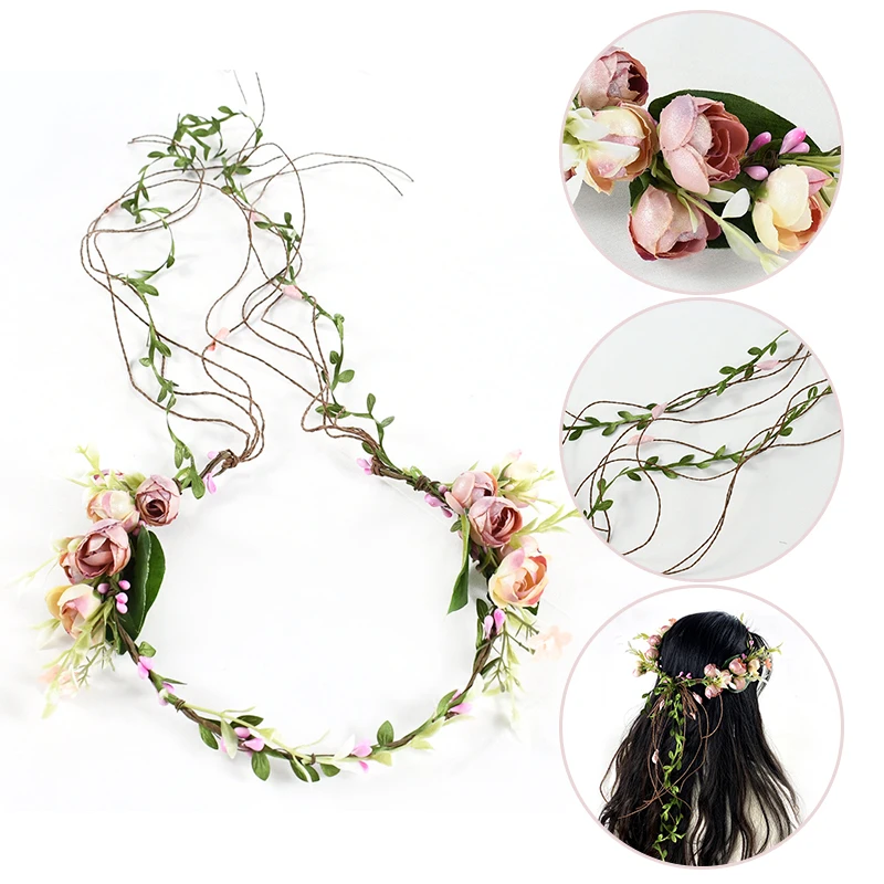 Women Girls Flower Headband Bride Flower Crown Hairband Hair Accessories Wedding Party Spring New Wreath Headpiece Headwear