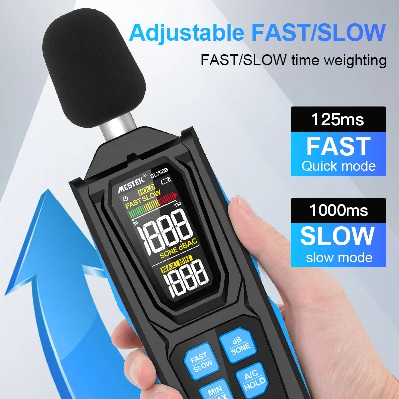 SL750B مقياس الصوت الرقمي dB وحدة واحدة ديسيبليمتر 30 ~ 130dB قياس ديسيبل مستوى الصوت الضوضاء ديسيبيليوس ديسيبل مراقب