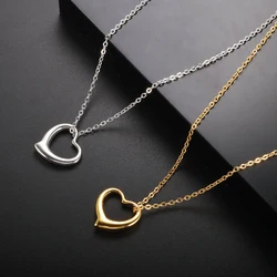 Trendy Stainless Steel Hollow Gold Color Love Heart Women Pendant Necklace for Girls Fashion Wedding Jewelry Gift