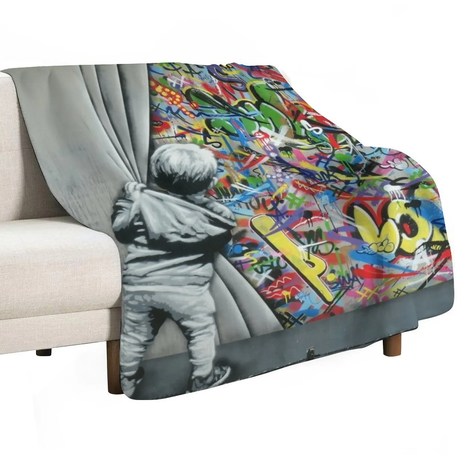 Behind the Curtain - Martin Whatson (Wynwood Walls Edition) Miami Throw Blanket