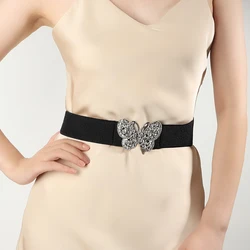 Women's butterfly inlaid rhinestone waistband sweater decoration fashion dress elastic waist seal daily commuting