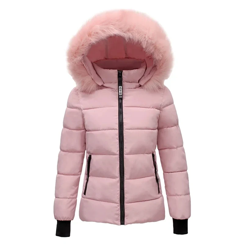 2024 inverno cotone imbottito donna sottile nuovo cappotto imbottito in cotone con collo di pelliccia grande e giacca imbottita addensata Parka caldo