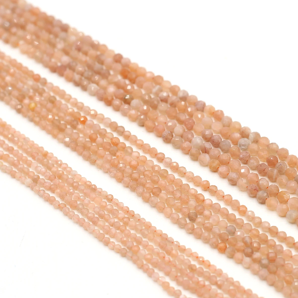 2/3/4mm Natural Stone Sunstone Quartz Loose Beads Round Faceted Spacer Beads for Jewelry Making DIY Necklace Bracelet Accessory