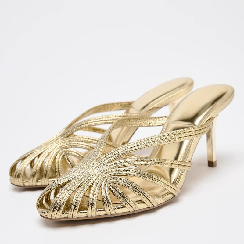 

Дизайнерские женские летние сандалии с узкими ремешками в стиле ретро, дышащая обувь на высоком каблуке, вечерние туфли для женщин, пикантные туфли-лодочки на шпильке