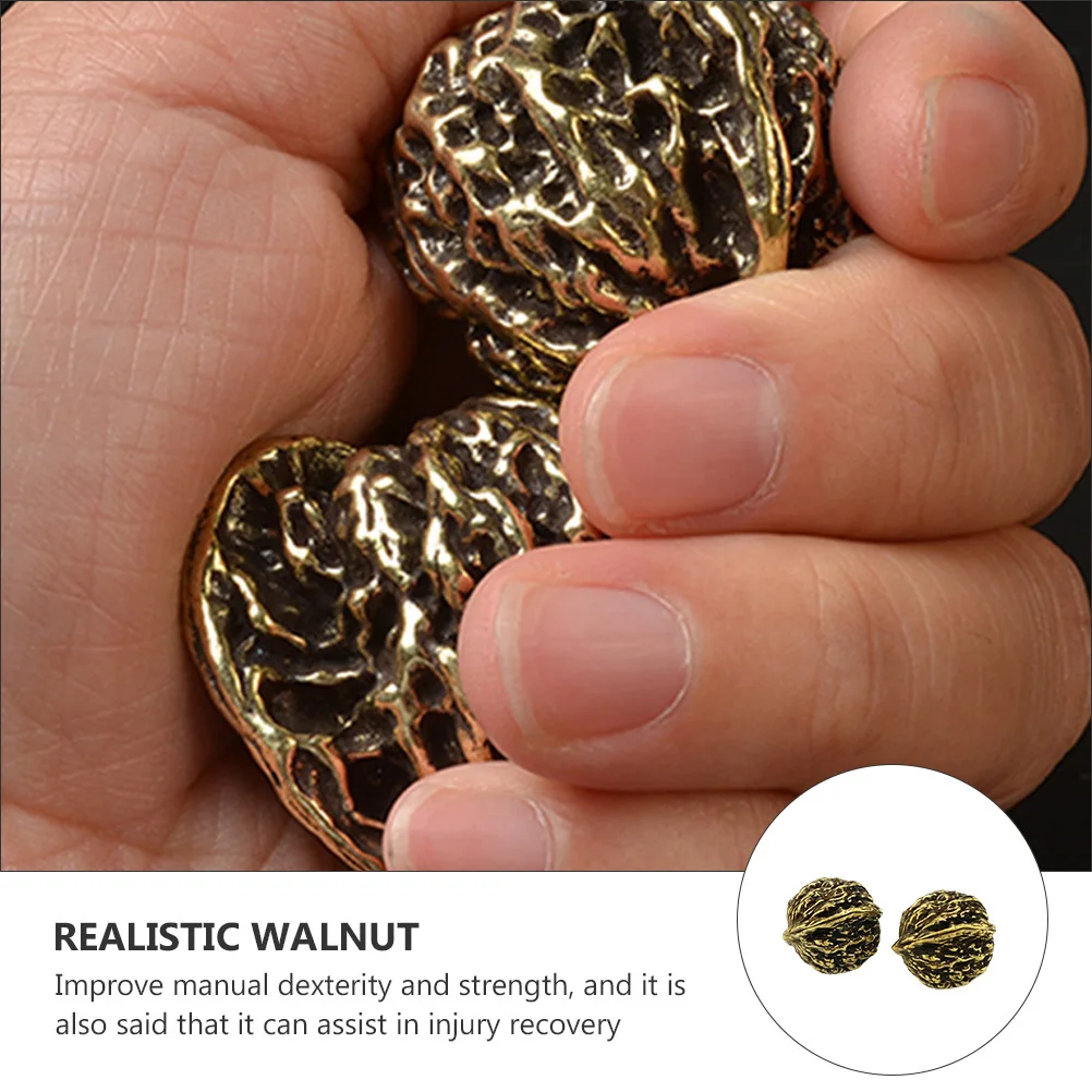 

1 Pair Brass Walnut Handhold Ornament Retro Copper Nut Craft Decoration Gift For Elders Manual Exercise