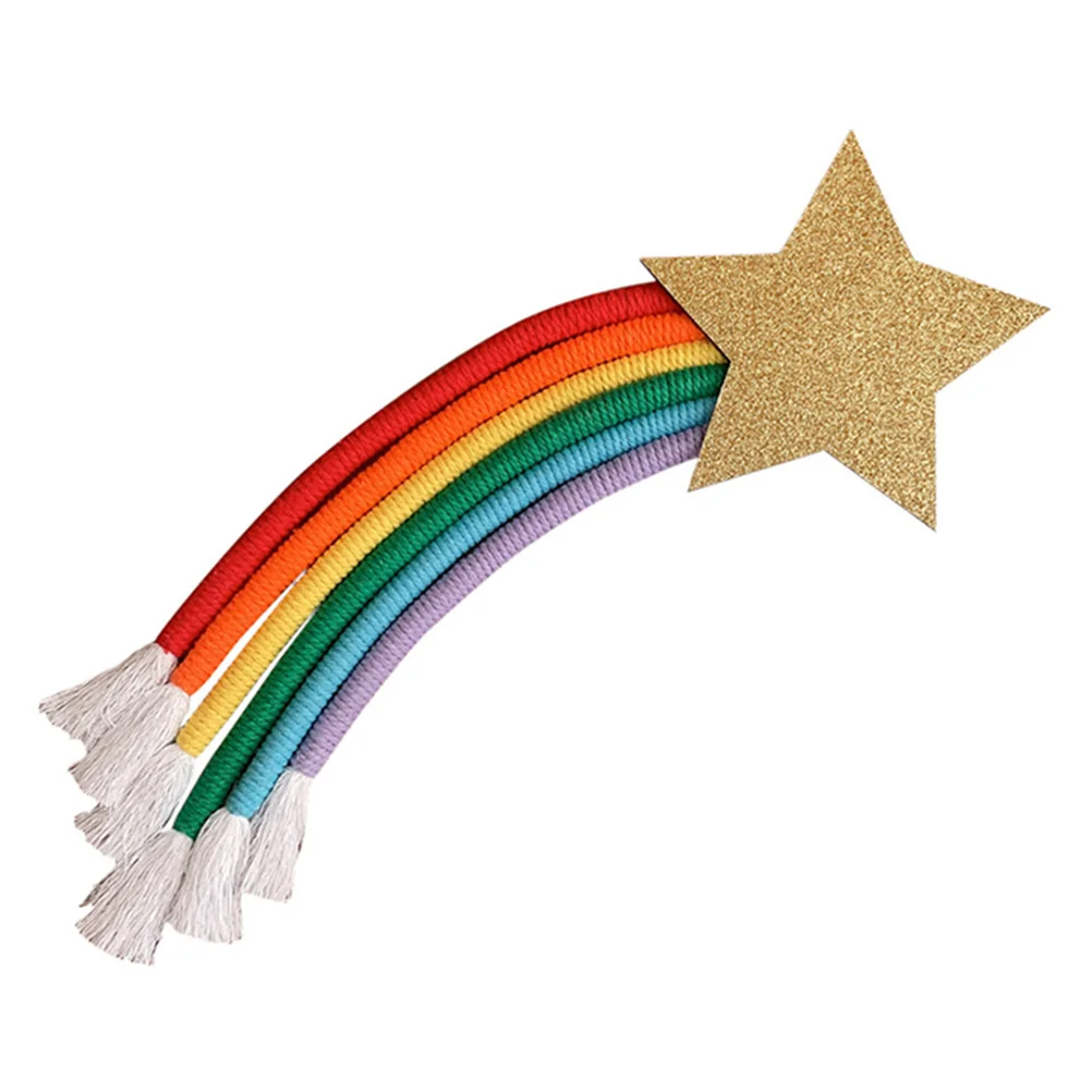 

Rainbow Colored Cotton Rope Wall Hanging Home Decoration Weaving Pendant Tassel Ornament Durability Design Style