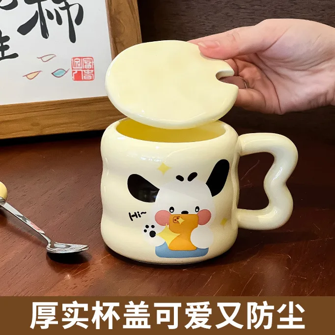 Cartoon Ceramic Mug With Lid and Spoon Original Breakfast Cups of Coffee Cup for Tea Funny Mugs Personalized Gift Drinkware Beer