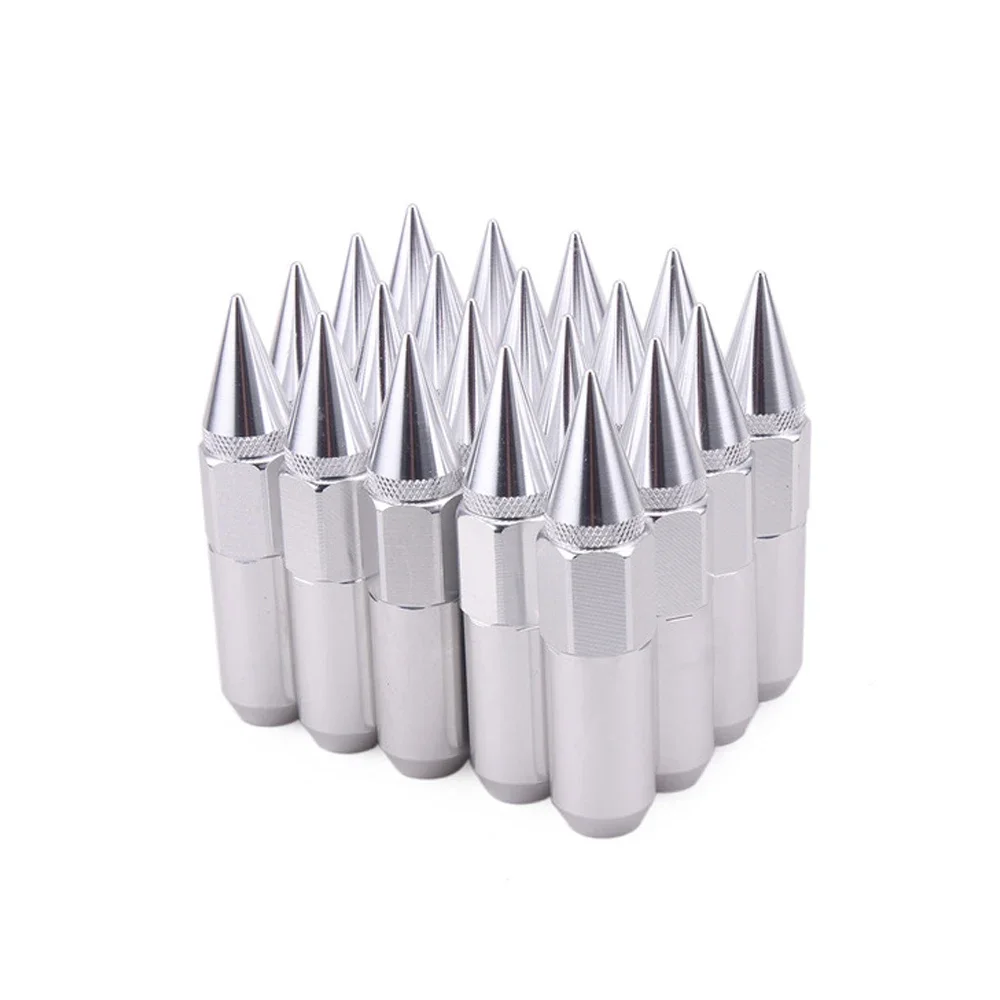 20pcs Racing Wheel Lug Nut Bolt with Extended Spike Lug Nuts Aluminium 60MM Tuner Wheels Rims Lug Nuts M12X1.5 / M12X1.25