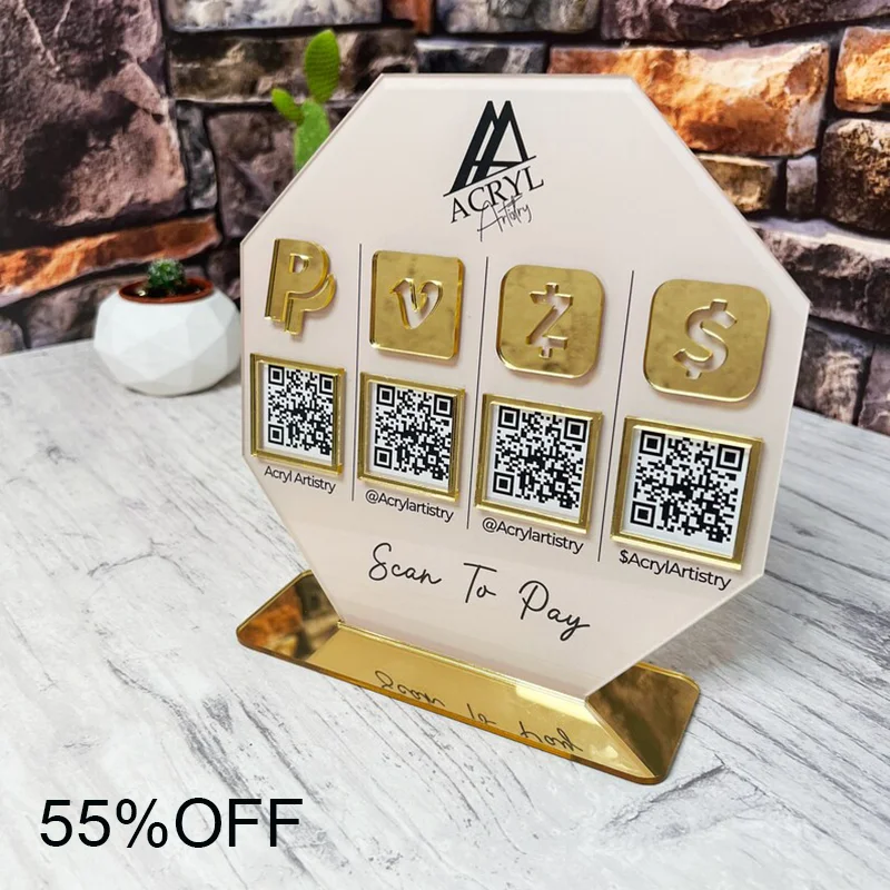 Customizable Multi QR Code Business Sign for Social Media Payment Instagram Facebook Zelle Venmo Cashapp Ideal for Enterprises