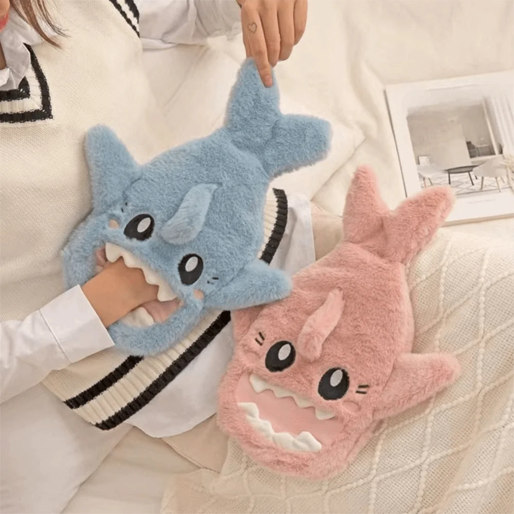 

Cute Soft Cover Shark Hot Water Bottle Insulating Detachable Heat Reusable Bag Leak-proof Comfortable Hand Warmer Home
