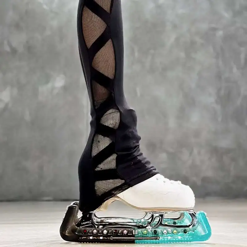 Adult Ice Skating Pants, Figure Skating Mesh Spliced Training Pants, Women's Floral Ice Skating Pants, Note Velvet or Thin Fit