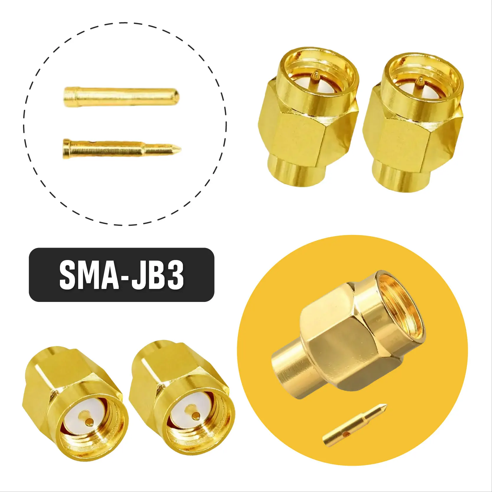 

SMA штекер/RP-SMA штекер (гнездовой контакт) кабель RF разъем Высокое качество RF коаксиальный позолоченный соответствующий термиционный разъем 5/20 шт.