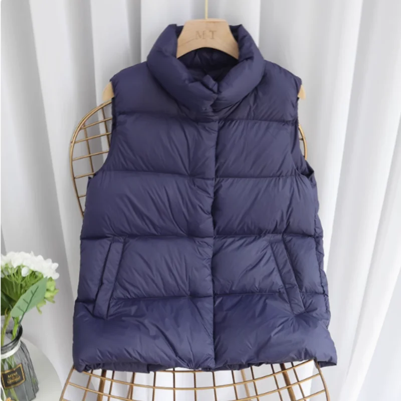 2025년 가을 겨울 여성용 스탠드 칼라 다운 베스트 패션 레저 출퇴근 여성용 브레드 의류 조끼