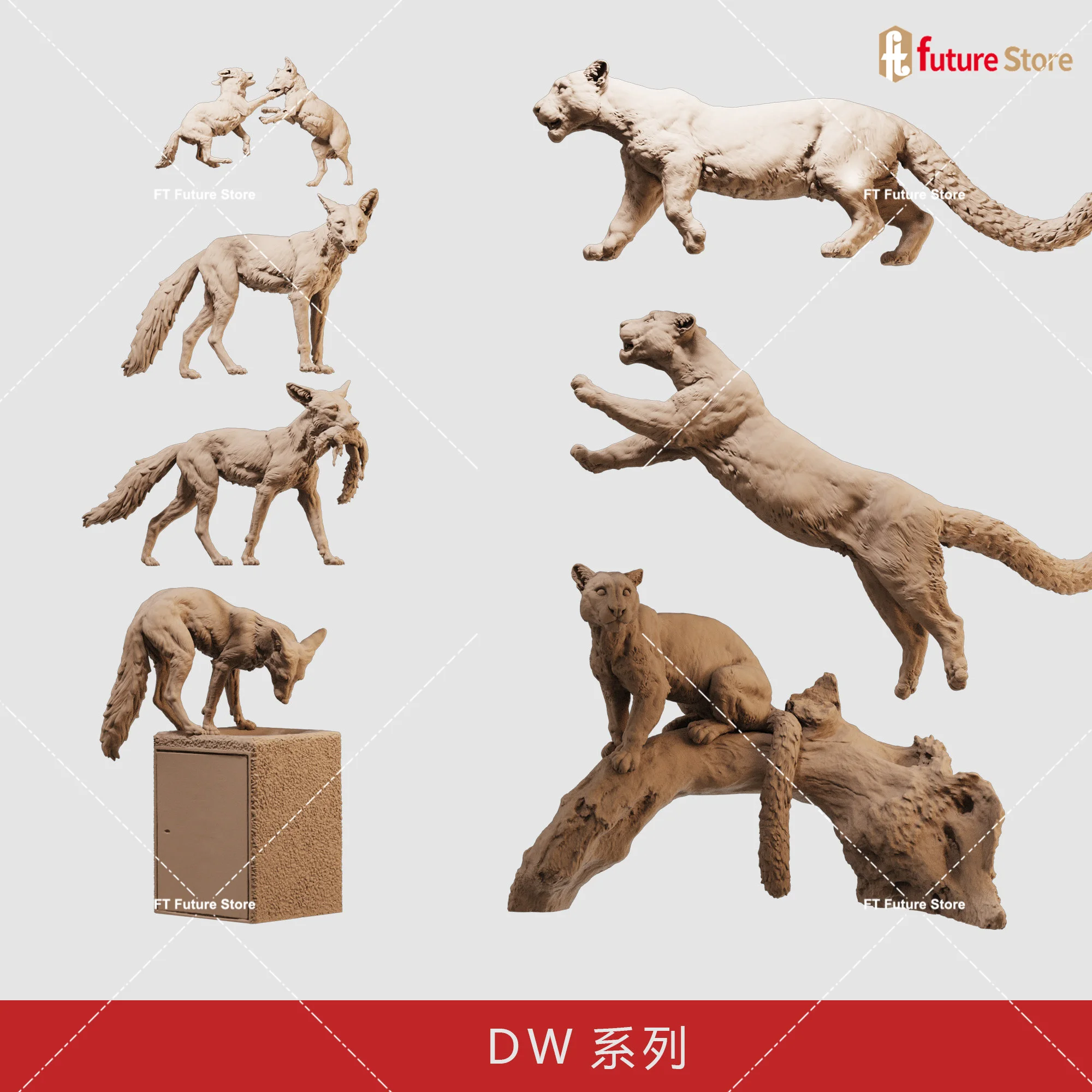 3D Print Miniatuur 1/64 1/35 Wild Life Fox Leopard Figuur Mini Dier Poppen Beeldje Scène Rekwisieten Ambachten Decor Kunstwerk Ornament