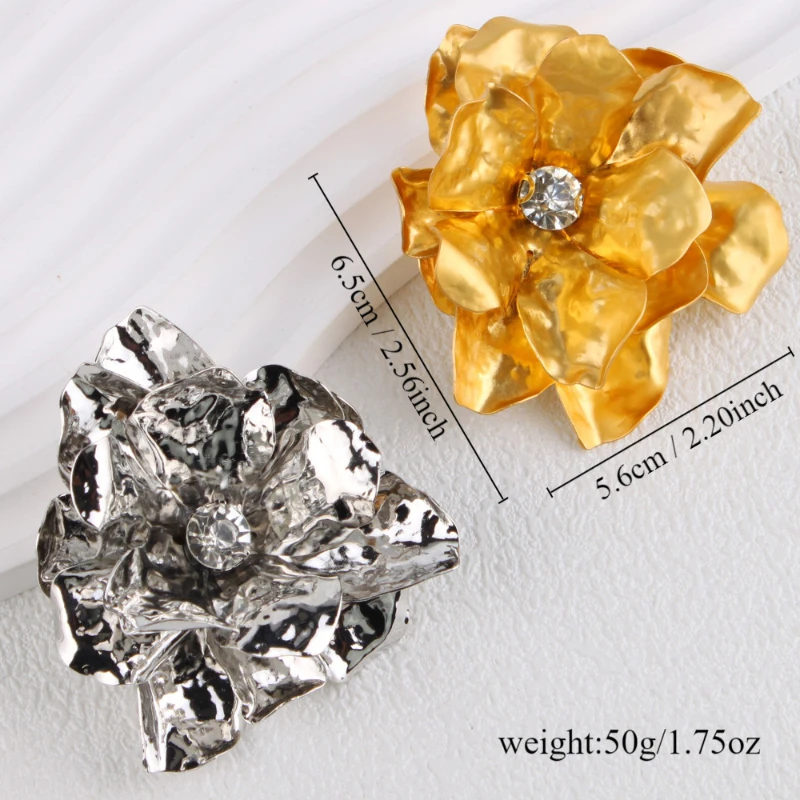Vintage Hyperbole Irregular Metal Large Flower Earrings for Women European and American Style Fashion Jewelry Daily Accessories
