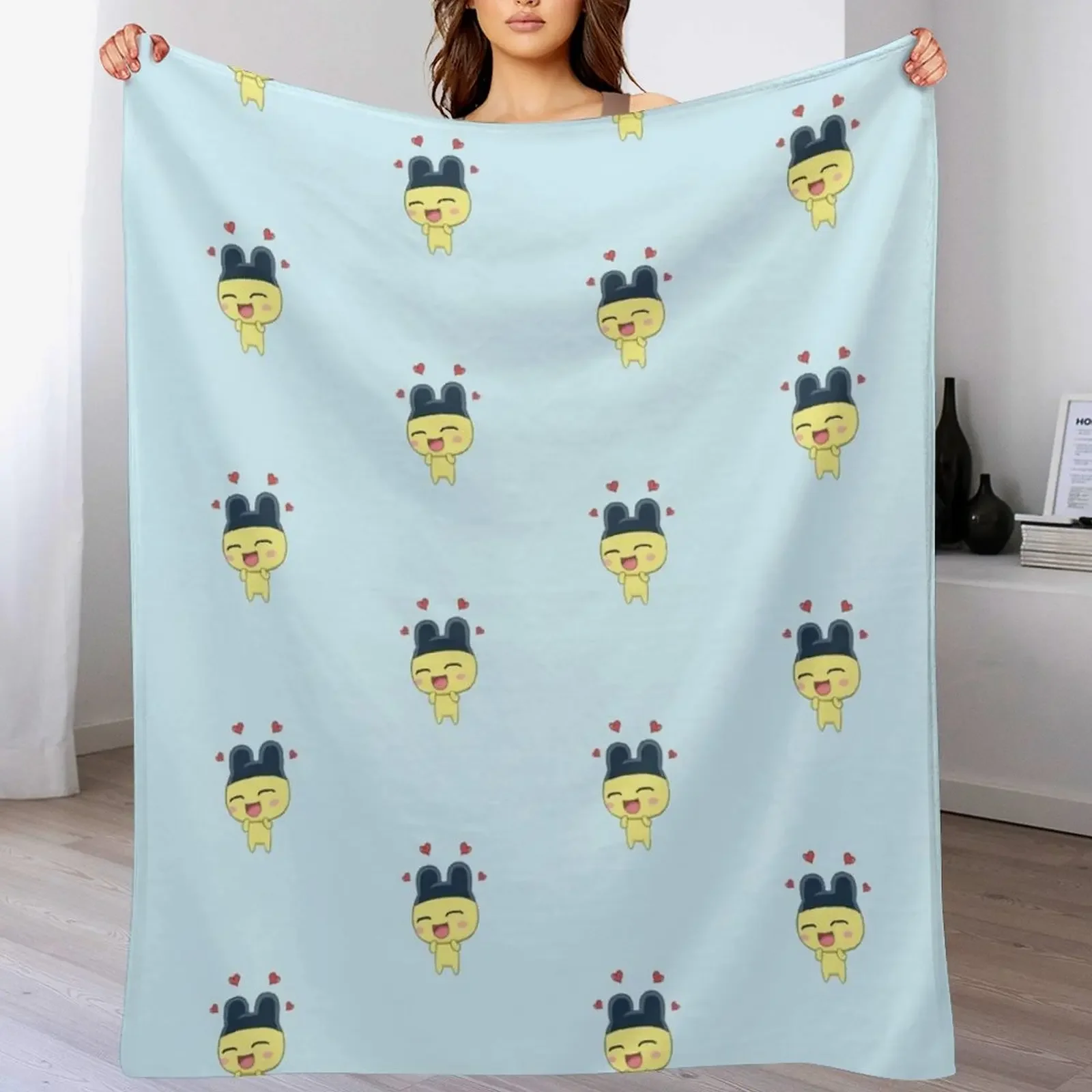 

Mametchi tamagotchi Throw Blanket Bed Fashionable Soft Plush Plaid Nap Flannel Blankets